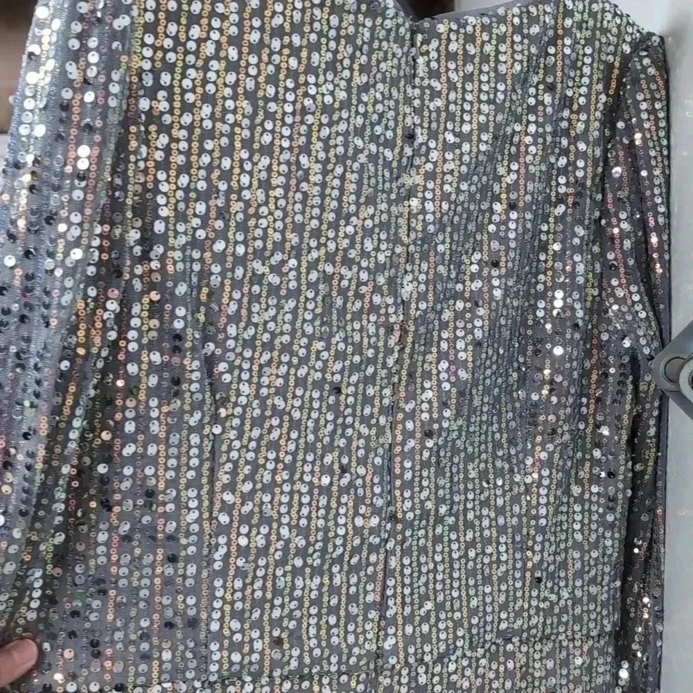 Alex & Eve Womens Puff Shoulder Long Sequins Dress size 16, m95 - Picture 8 of 8